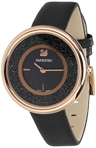 Swarovski Crystalline Pure Black Dial Black Leather Strap Watch for Women - 5275043 Buy Now By Swarovski