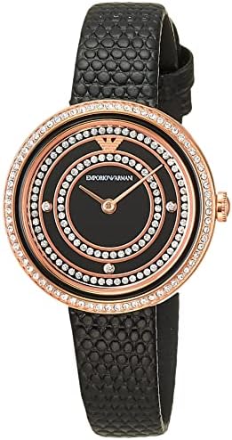 Emporio Armani Rosa Two Hand Black Dial Black Leather Strap Watch For Women - AR11493 Buy Now By Emporio Armani