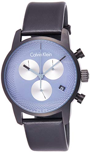 Calvin Klein City Chronograph Grey Dial Black Leather Strap Watch for Men - K2G177C3 Buy Now By Calvin Klein