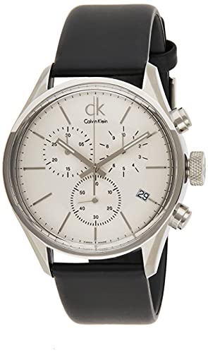 Calvin Klein Masculine Chronograph White Dial Black Leather Strap Watch for Men - K2H27120 Buy Now By Calvin Klein