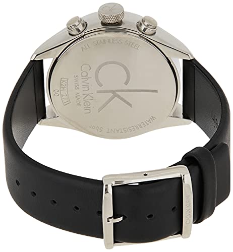 Calvin Klein Masculine Chronograph White Dial Black Leather Strap Watch for Men - K2H27120 Buy Now By Calvin Klein