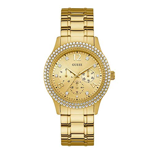 Guess Bedazzle Diamonds Gold Dial Gold Steel Strap Watch For Women - W1097L2 Buy Now By Guess