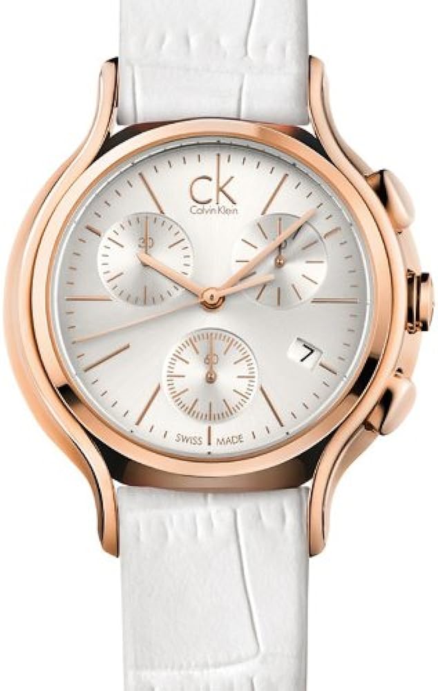 Calvin Klein Skirt Chronograph White Dial White Leather Strap Watch for Women - K2U296L6 Buy Now By Calvin Klein