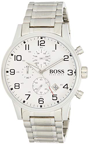 Hugo Boss Aeroliner Chronograph White Dial Silver Steel Strap Watch for Men - 1513182 Buy Now By Hugo Boss