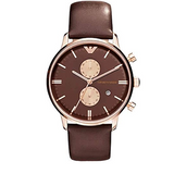 Emporio Armani Classic Chronograph Brown Dial Brown Leather Strap Watch For Men - AR0387 Buy Now By Emporio Armani