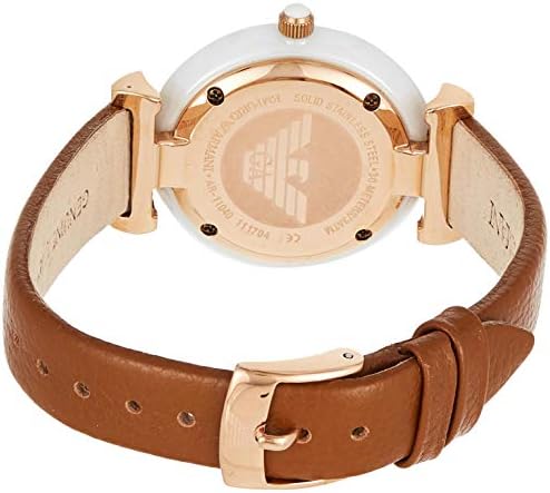 Emporio Armani Gianni T Bar Quartz Mother of Pearl White Dial Brown Leather Strap Watch For Women - AR11040 Buy Now By Emporio Armani