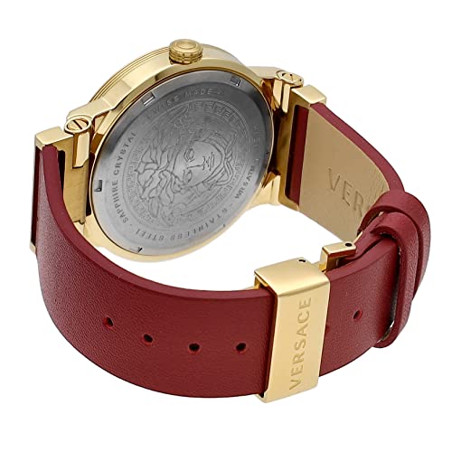 Versace Greca Silver Dial Red Leather Strap Watch for Women - VEVH00420 Buy Now By Versace