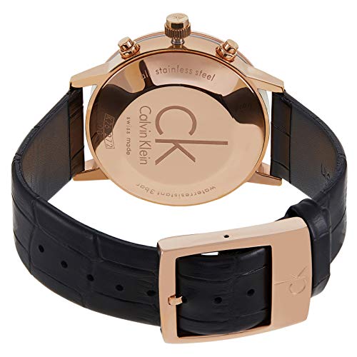 Calvin Klein Post Minimal Chronograph Rose Gold Dial Black Leather Strap Watch for Men - K7627201 Buy Now By Calvin Klein