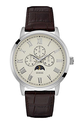 Guess Delancy Quartz White Dial Brown Leather Strap Watch For Men - W0870G1 Buy Now By Guess