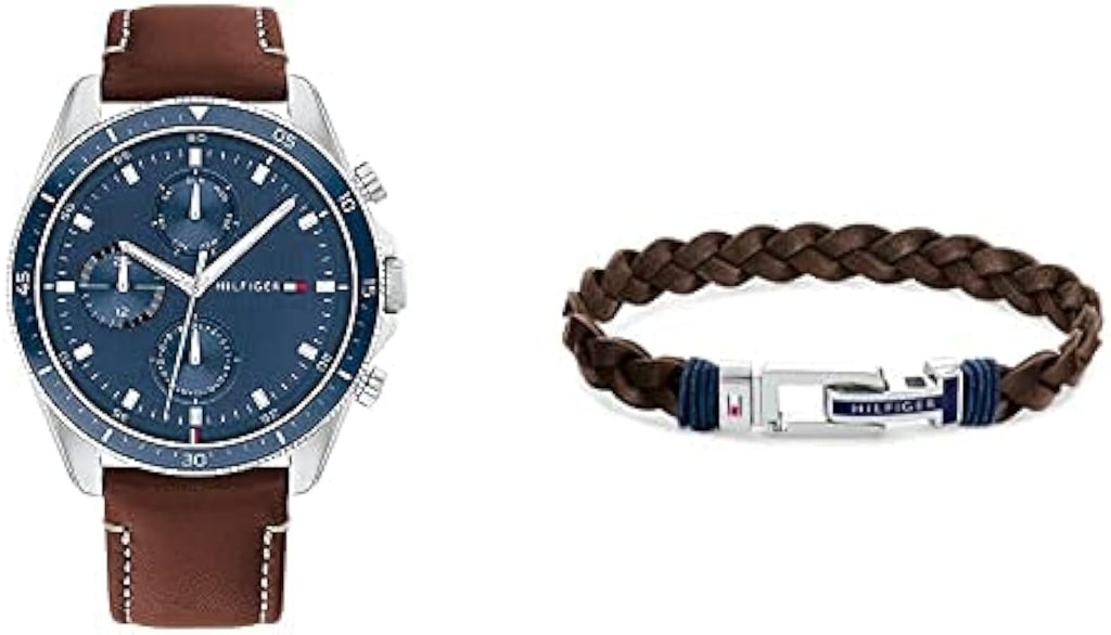 Tommy Hilfiger Parker Chronograph Blue Dial Brown Leather Strap Watch For Men - 1791837 Buy Now By Tommy Hilfiger