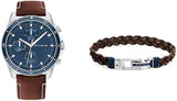 Tommy Hilfiger Parker Chronograph Blue Dial Brown Leather Strap Watch For Men - 1791837 Buy Now By Tommy Hilfiger