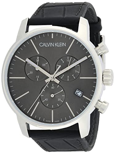Calvin Klein City Chronograph Black Dial Black Leather Strap Watch for Men - K2G271C3 Buy Now By Calvin Klein