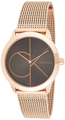 Calvin Klein Minimal Black Dial Rose Gold Mesh Bracelet Watch for Men - K3M22621 Buy Now By Calvin Klein