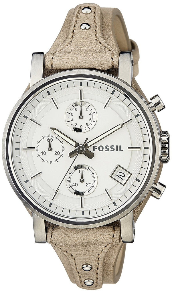 Fossil Boyfriend Chronograph White Dial Brown Leather Strap Watch for Women - ES3625 Buy Now By Fossil