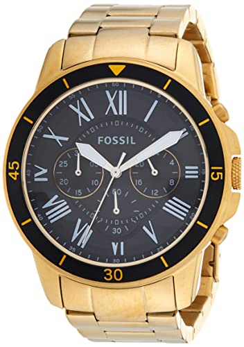 Fossil Inscription Automatic Black Dial Gold Steel Strap Watch for Men - FS5267 Buy Now By Fossil