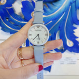 Emporio Armani Gianni T-Bar Mother Of Pearl White Dial Grey Leather Strap Watch For Women - AR11039 Buy Now By Emporio Armani