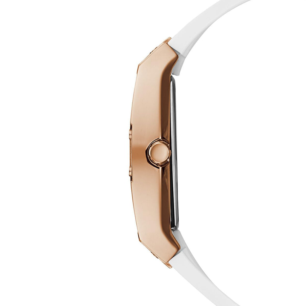 Guess Raven Diamonds Rose Gold Dial White Silicone Strap Watch for Women - GW0105L3 Buy Now By Guess
