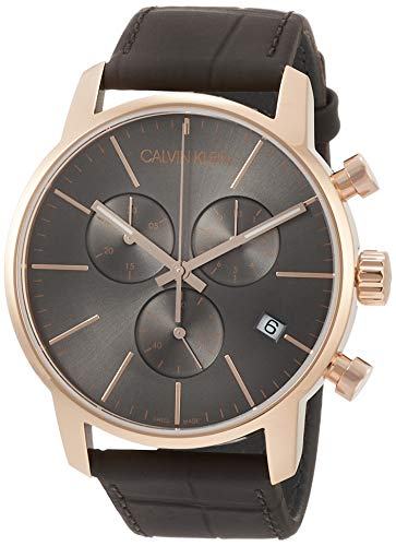 Calvin Klein City Chronograph Grey Dial Brown Leather Strap Watch for Men - K2G276G3 Buy Now By Calvin Klein