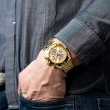 Guess Continental Gold Dial Gold Steel Strap Watch For Men - GW0260G4 Buy Now By Guess