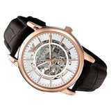 Emporio Armani Meccanico Silver Skeleton Dial Brown Leather Strap Watch For Men - AR1983 Buy Now By Emporio Armani