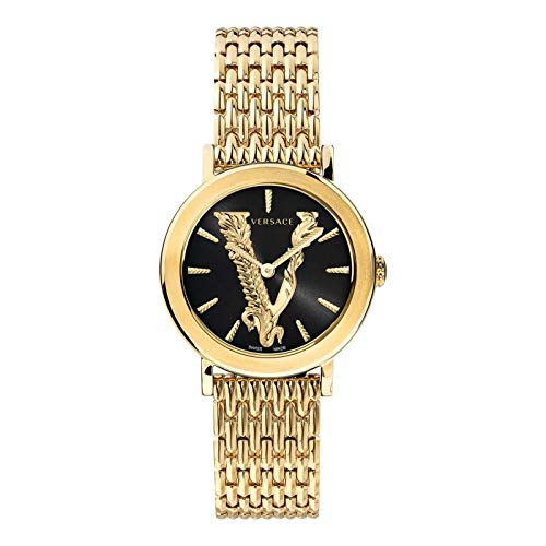 Versace Virtus Quartz Black Dial Gold Steel Strap Watch for Women - VEHC00619 Buy Now By Versace