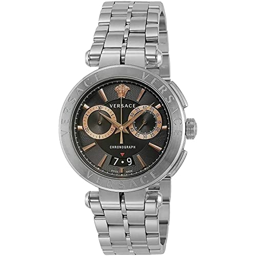 Versace Aion Chronograph Black Dial Silver Steel Strap Watch For Men - VE1D01019 Buy Now By Versace