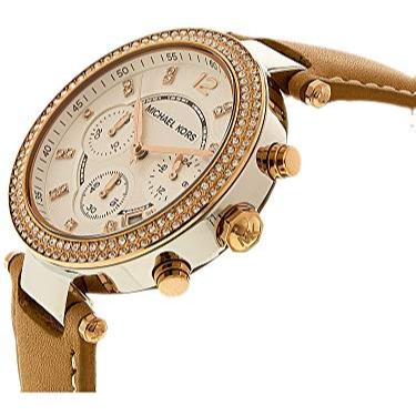 Michael Kors Parker Chronograph White Dial Tan Leather Strap Watch for Women - MK5633 Buy Now By Michael Kors