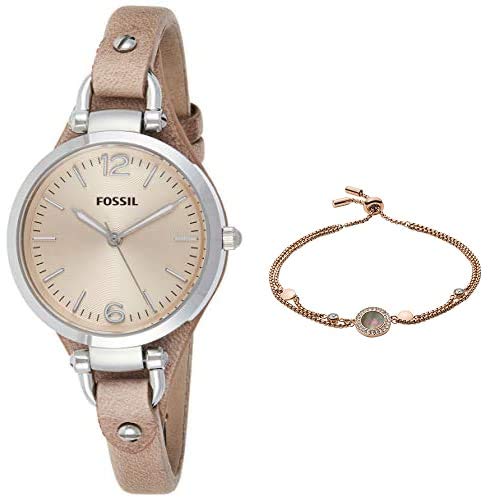 Fossil Georgia Bone Grey Dial Beige Leather Strap Watch for Women - ES2830 Buy Now By Fossil