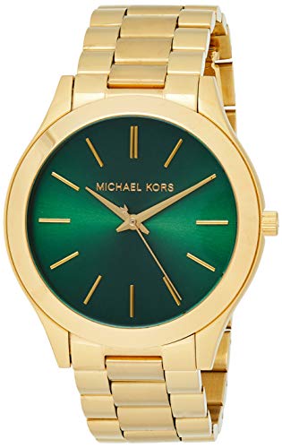 Michael Kors Slim Runway Green Dial Gold Steel Strap Watch for Women - MK3435 Buy Now By Michael Kors