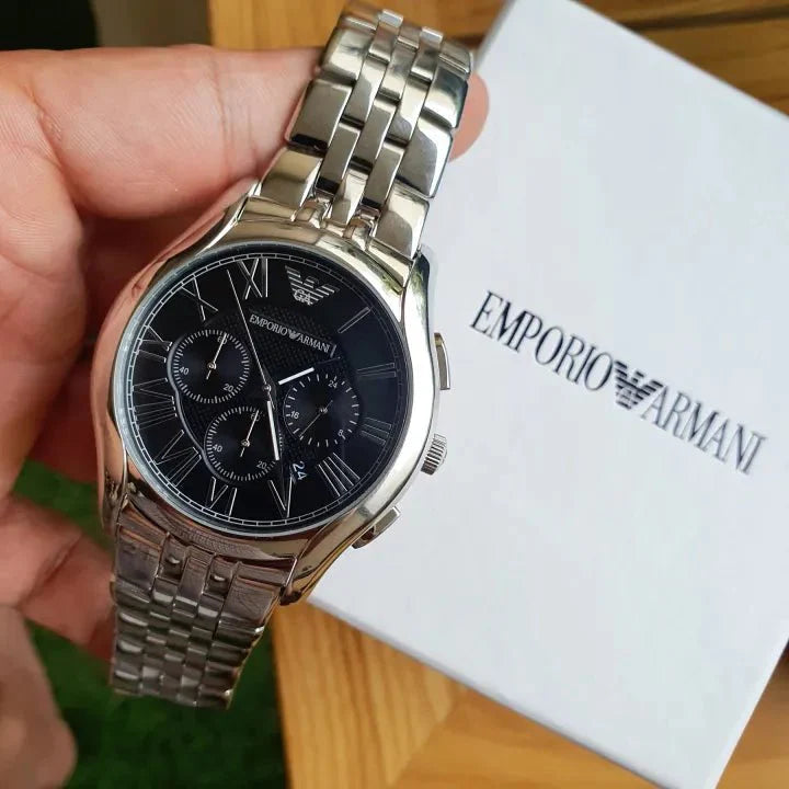 Emporio Armani Classic Chronograph Black Dial Silver Steel Strap Watch For Men - AR1786 Buy Now By Emporio Armani