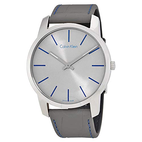 Calvin Klein City Silver Dial Grey Leather Strap Watch for Men - K2G211Q4 Buy Now By Calvin Klein
