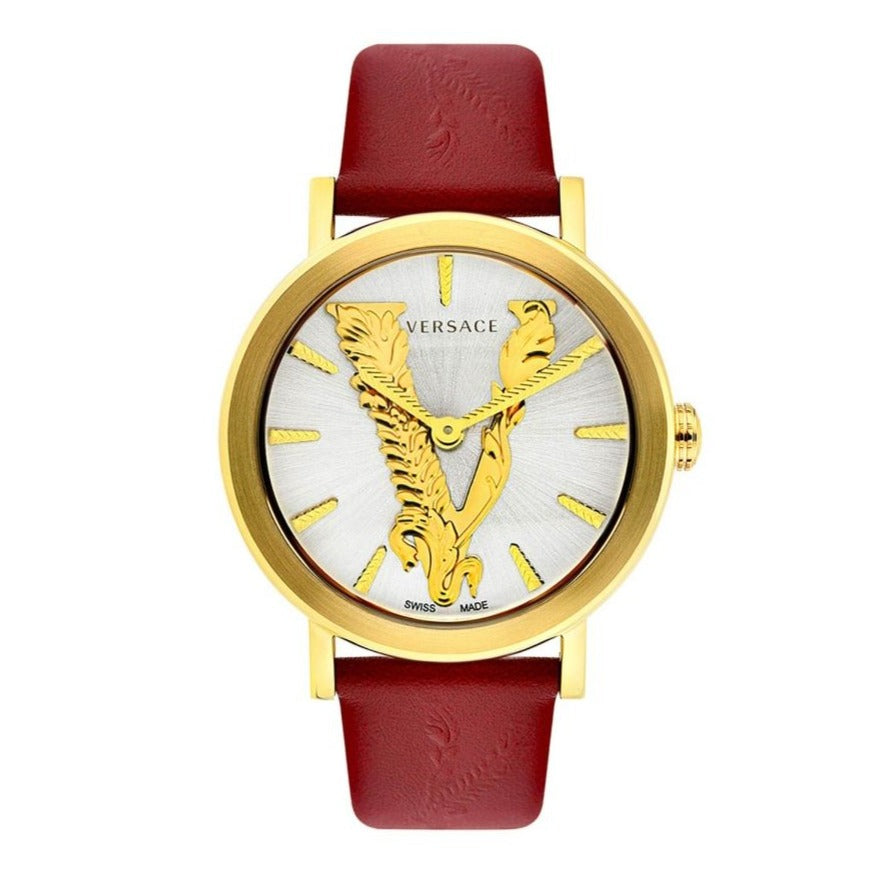 Versace Virtus White Dial Red Leather Strap Watch for Women - VEHC00219 Buy Now By Versace