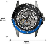 Fossil FB-01 Automatic Skeleton Black Dial Grey Steel Strap Watch for Men - ME3201 Buy Now By Fossil