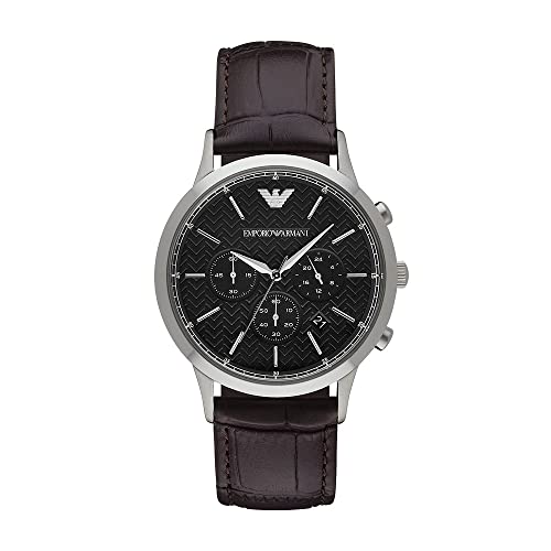 Emporio Armani Renato Chronograph Black Dial Brown Leather Strap Watch For Men - AR2482 Buy Now By Emporio Armani