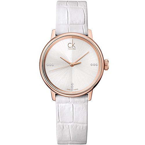 Calvin Klein Accent White Dial White Leather Strap Watch for Women - K2Y2Y6KW Buy Now By Calvin Klein