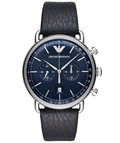 Emporio Armani Aviator Blue Dial Blue Leather Strap Watch For Men - AR11105 Buy Now By Emporio Armani