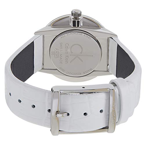 Calvin Klein Accent Silver Dial White Leather Strap Watch for Women - K2Y2Y1KW Buy Now By Calvin Klein