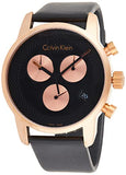 Calvin Klein City Chronograph Black Dial Black Leather Strap Watch for Men - K2G17TC1 Buy Now By Calvin Klein