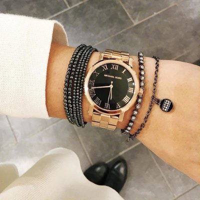 Michael Kors Noire Black Dial Rose Gold Steel Strap Watch for Women - MK3585 Buy Now By Michael Kors