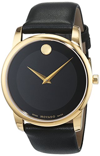 Movado Museum Black Dial Black Leather Strap Watch For Men - 606876 Buy Now By Movado