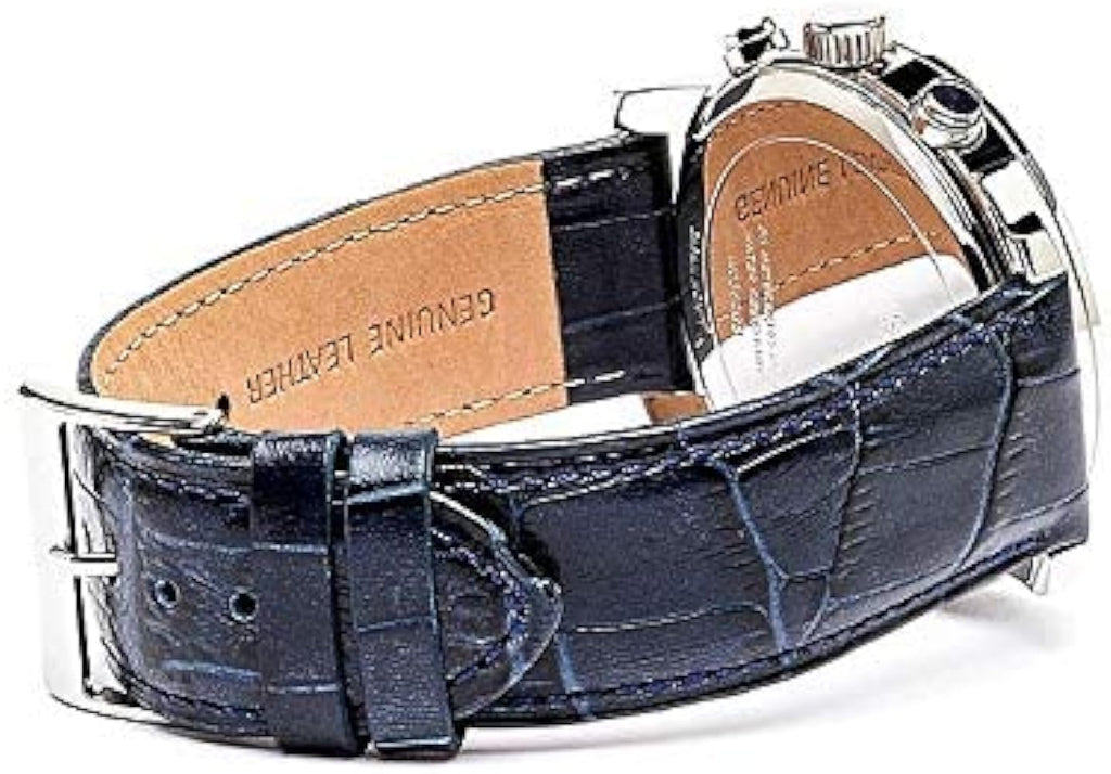 Guess Horizon Chronograph Quartz Black Dial Blue Leather Strap Watch For Men - W0380G3 Buy Now By Guess