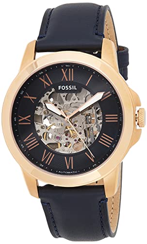 Fossil Grant Automatic Skeleton Blue Dial Blue Leather Strap Watch for Men - ME3102 Buy Now By Fossil