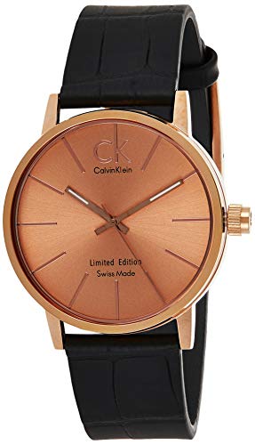 Calvin Klein Post Minimal Rose Gold Dial Black Leather Strap Watch for Men - K7621201 Buy Now By Calvin Klein
