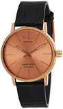 Calvin Klein Post Minimal Rose Gold Dial Black Leather Strap Watch for Men - K7621201 Buy Now By Calvin Klein