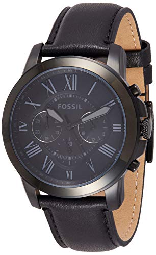 Fossil Grant Chronograph Black Dial Black Leather Strap Watch for Men - FS5132 Buy Now By Fossil