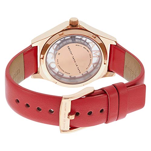 Marc Jacobs Henry Skeleton Red Dial Red Leather Strap Watch for Women - MBM1338 Buy Now By Marc Jacobs