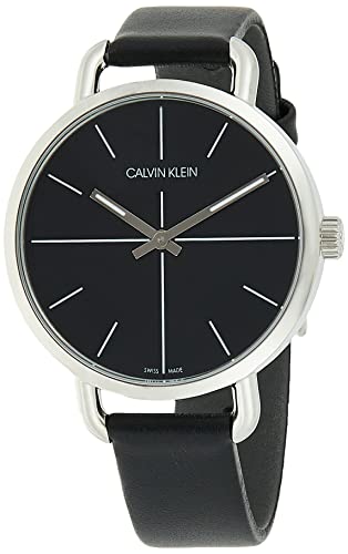 Calvin Klein Even Black Dial Black Leather Strap Watch for Women - K7B231CZ Buy Now By Calvin Klein