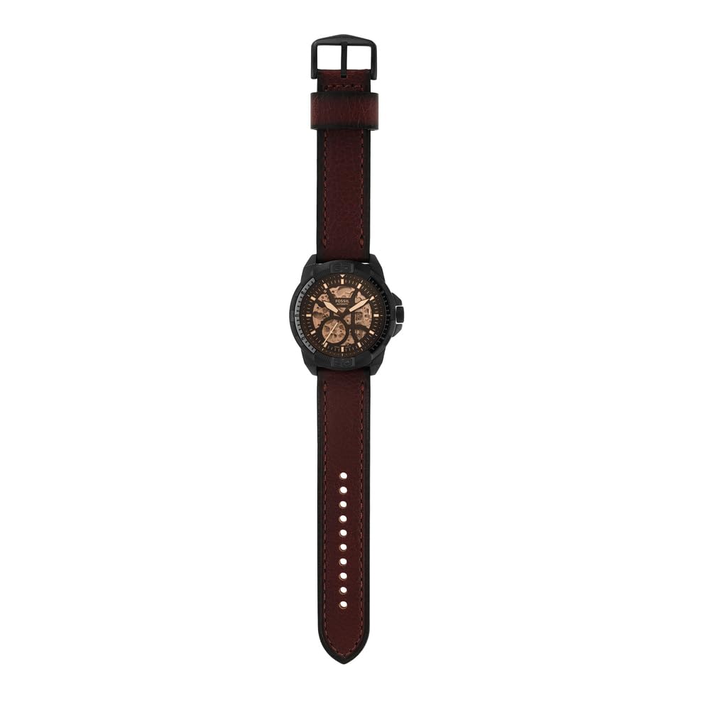 Fossil Bronson Automatic Skeleton Black Dial Brown Leather Strap Watch for Men - ME3219 Buy Now By Fossil