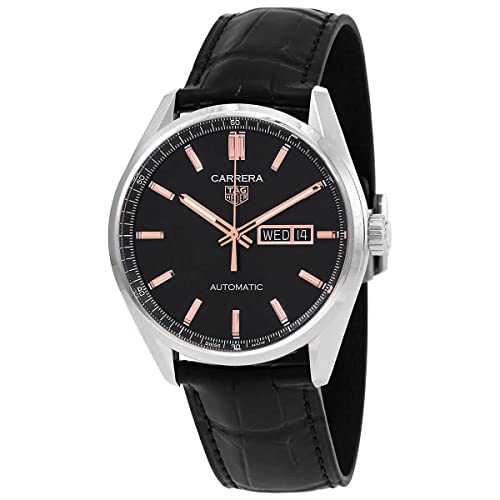 Tag Heuer Carrera Day Date Black Dial Black Leather Strap Watch for Men - WBN2013.FC6503 Buy Now By Tag Heuer