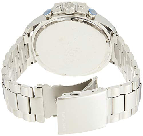 Diesel Mega Chief Chronograph Blue Dial Silver Steel Strap Watch For Men - DZ4465 Buy Now By Diesel